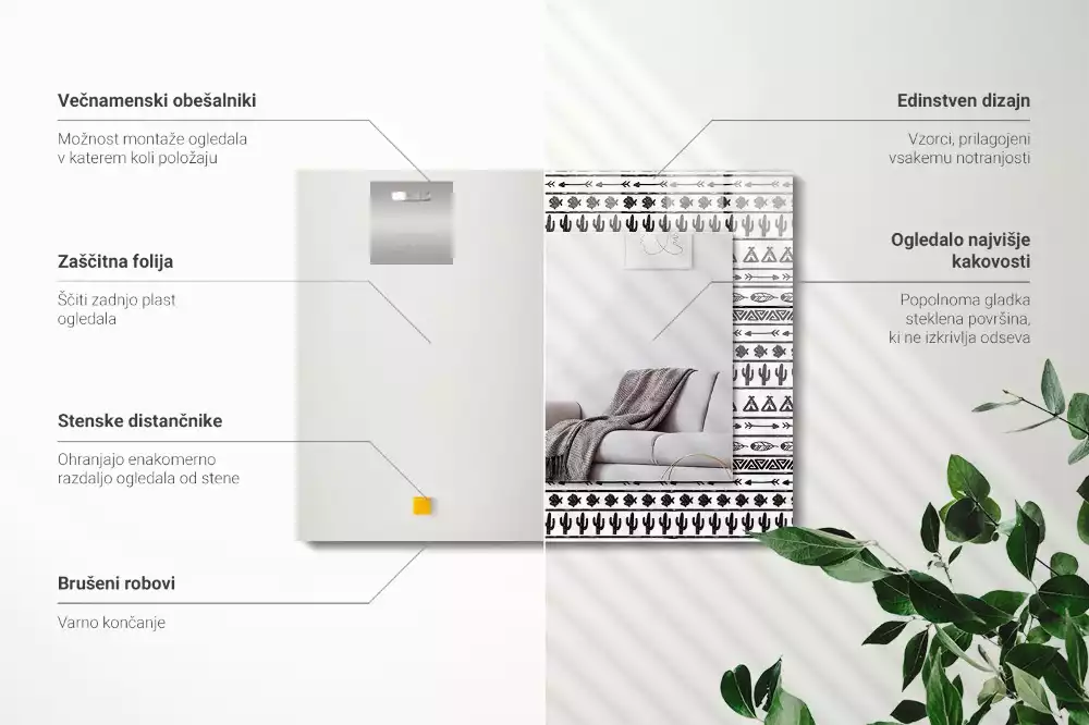 Espelho com moldura decorada Cactos Tipi Arrow