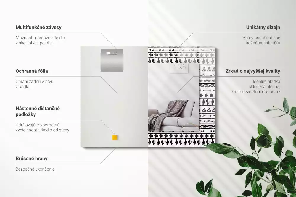 Espelho com moldura decorada Cactos Tipi Arrow