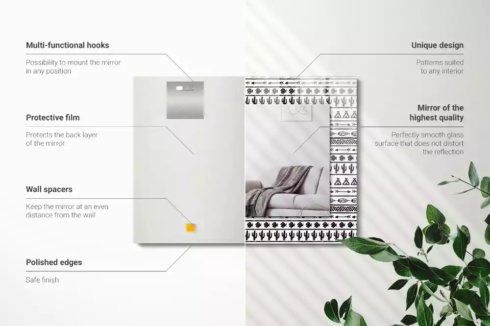 Espelho com moldura decorada Cactos Tipi Arrow