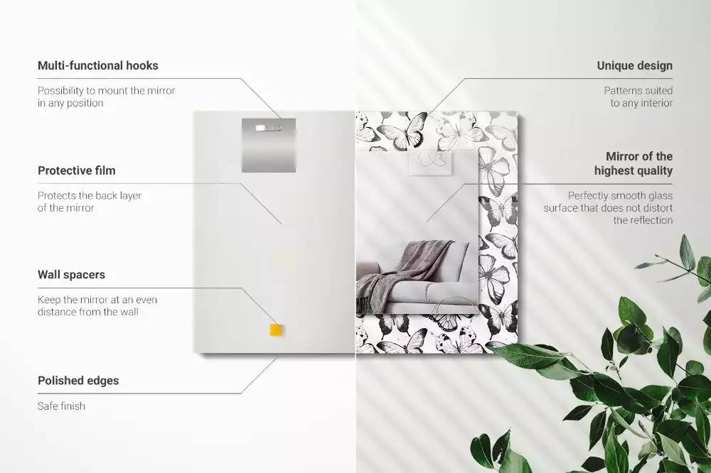 Espelho decorativo Borboletas pretas e brancas