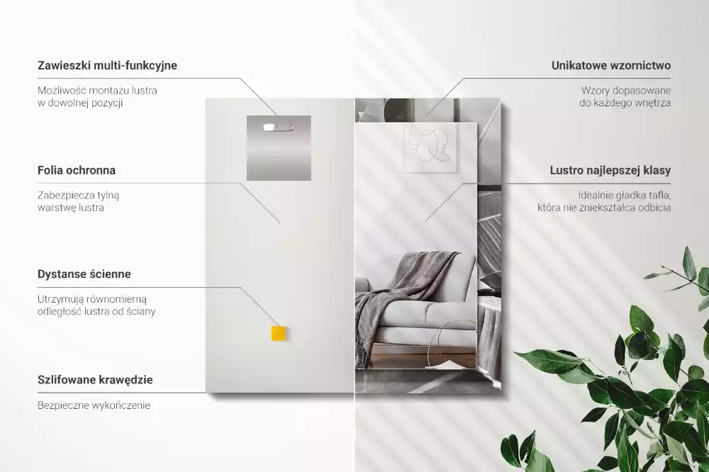 Espelho decorativo Folhas de bananeira