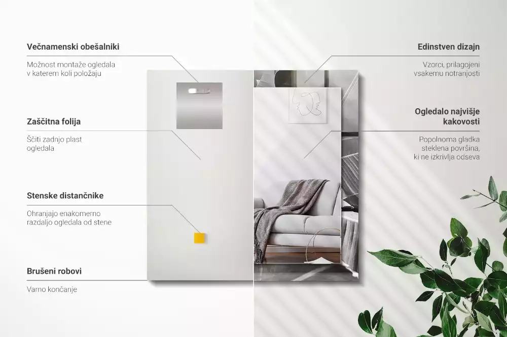 Espelho decorativo Folhas de bananeira