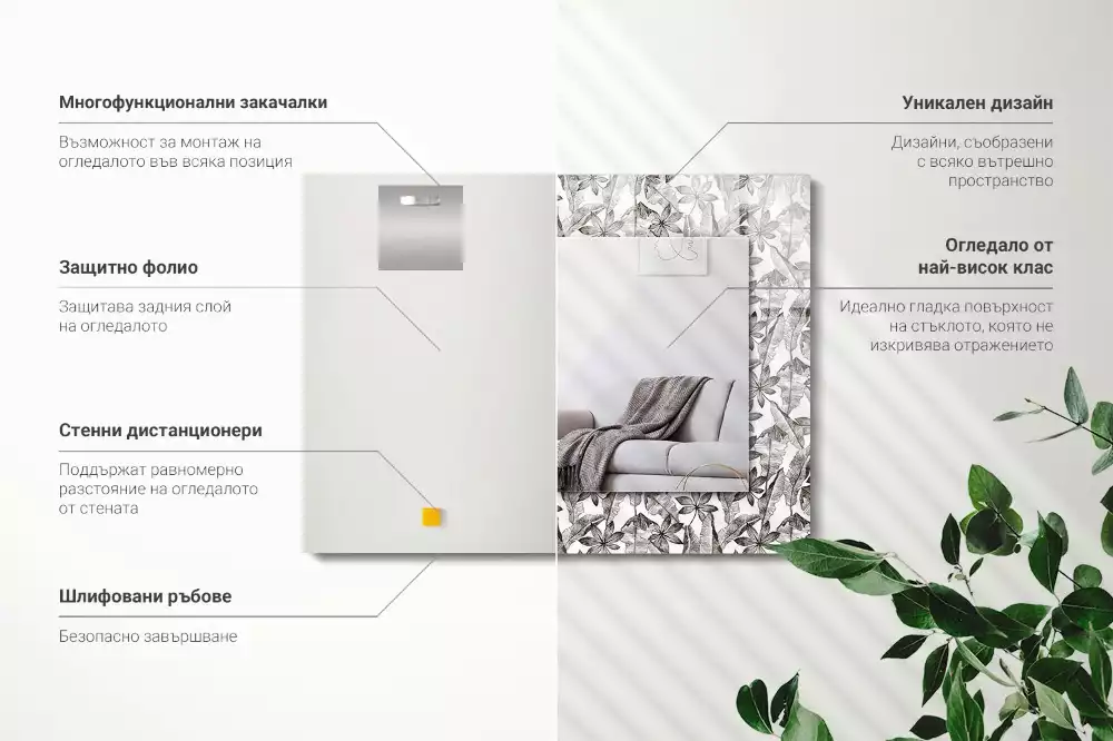 Espelho decorado Folhas e flores