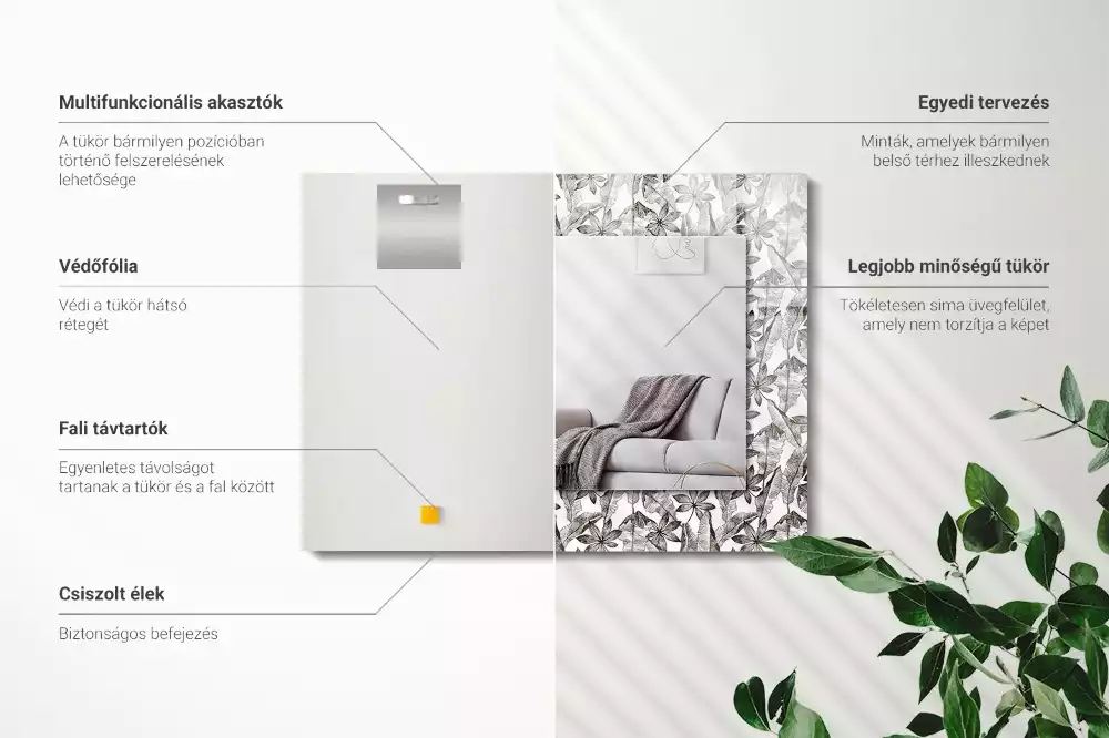 Espelho decorado Folhas e flores