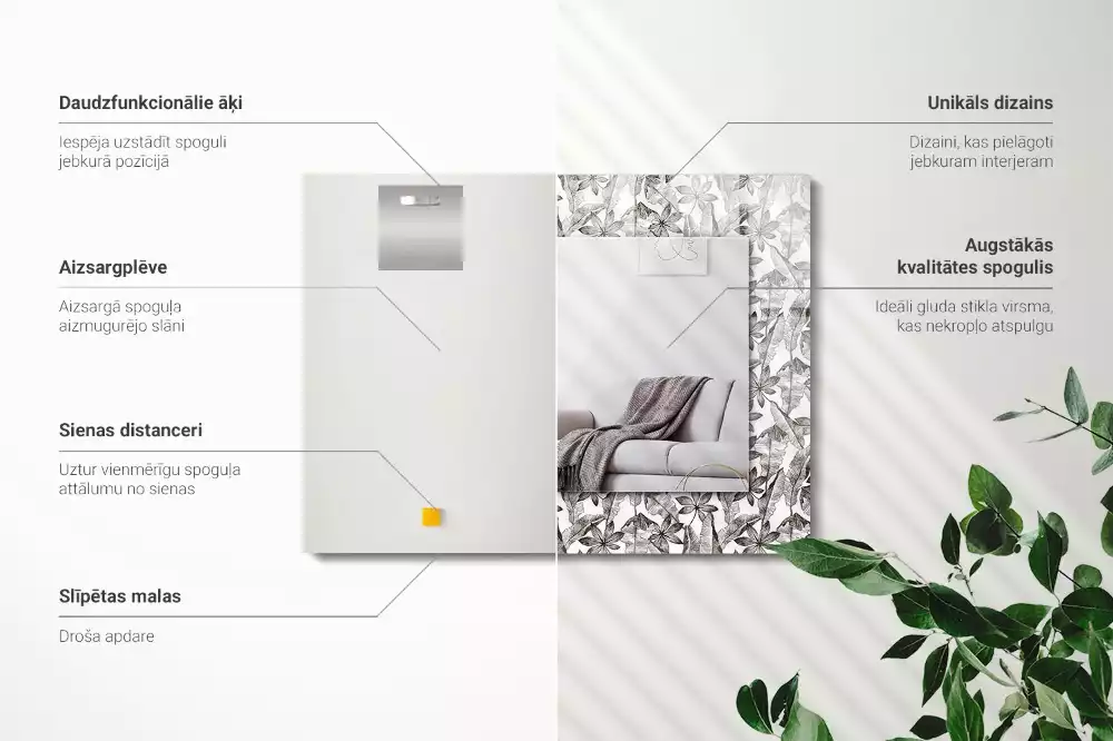 Espelho decorado Folhas e flores