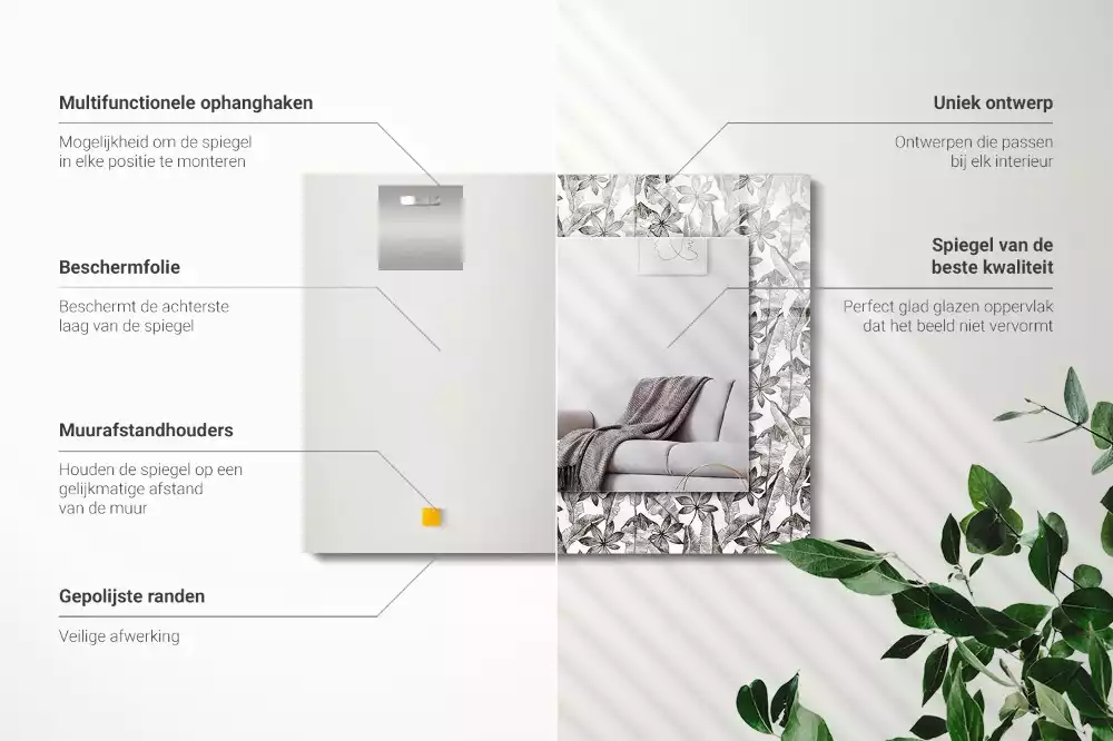 Espelho decorado Folhas e flores