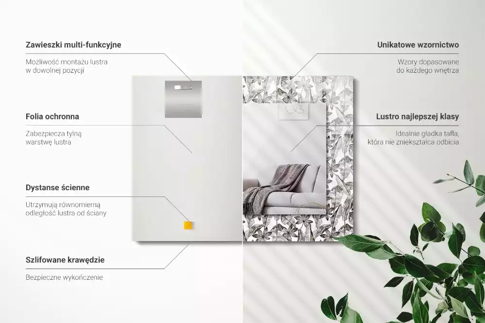 Espelho decorado Folhas e flores