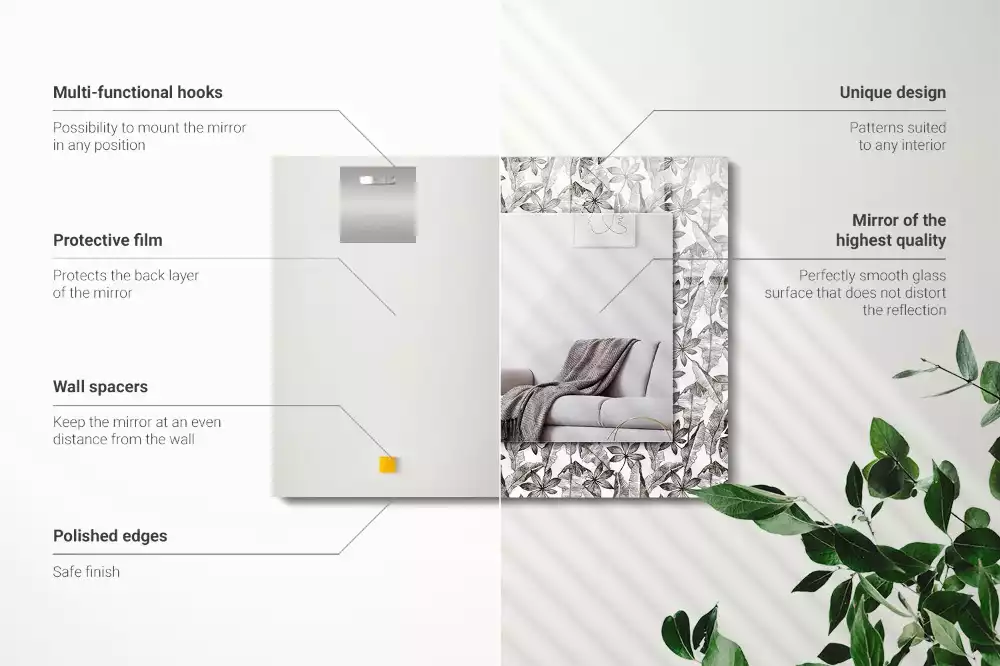 Espelho decorado Folhas e flores