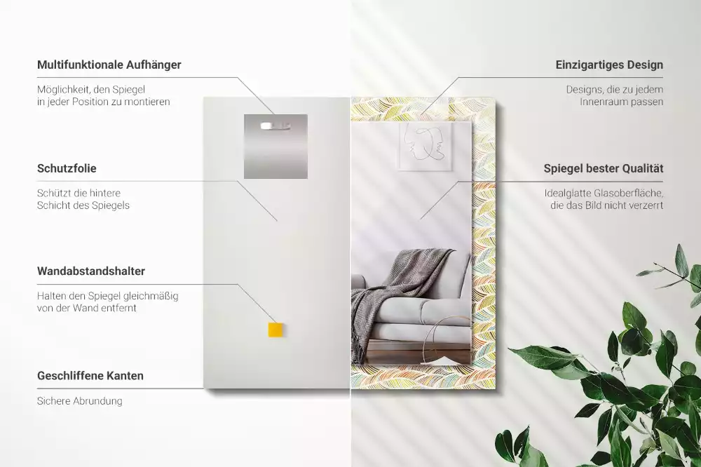 Espelho decorativo Ondas coloridas de folhas