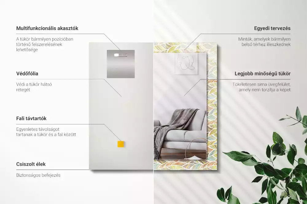 Espelho decorativo Ondas coloridas de folhas