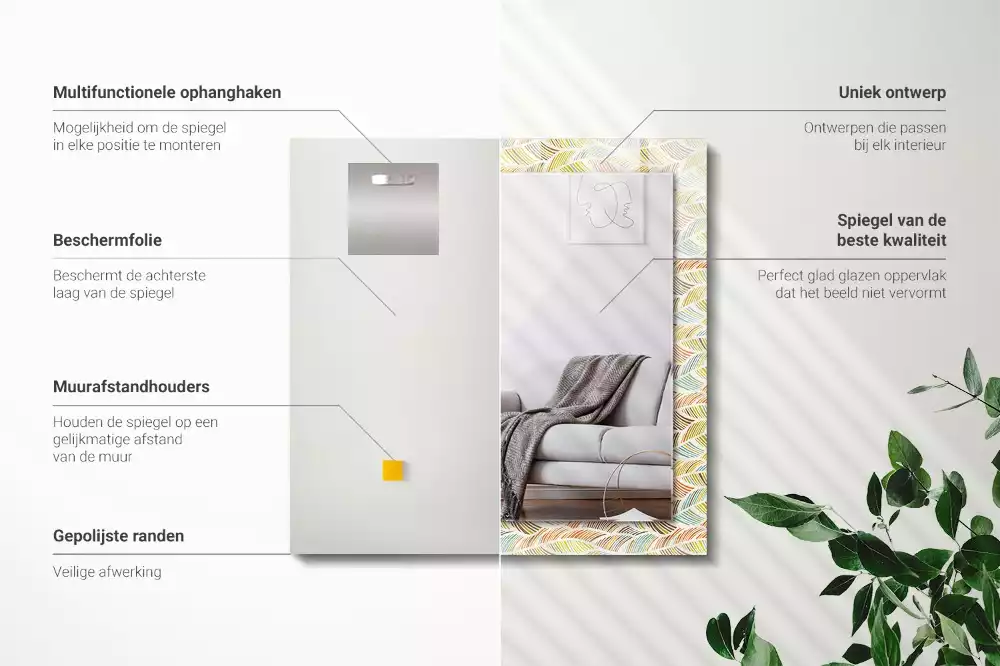 Espelho decorativo Ondas coloridas de folhas