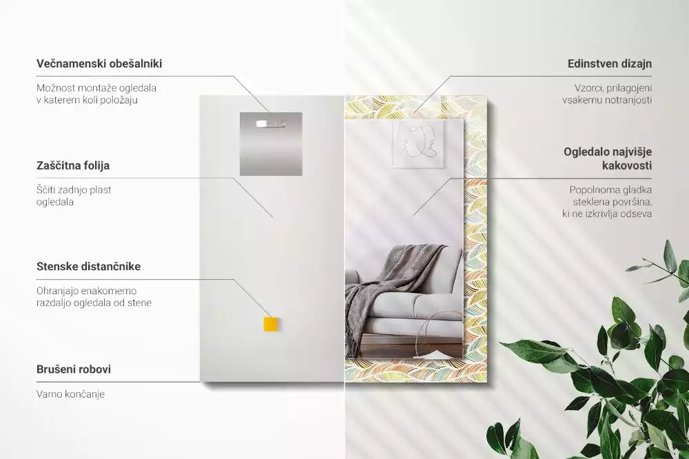 Espelho decorativo Ondas coloridas de folhas