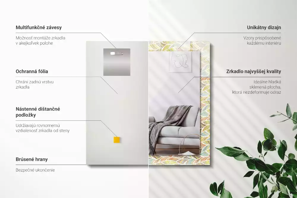 Espelho decorativo Ondas coloridas de folhas