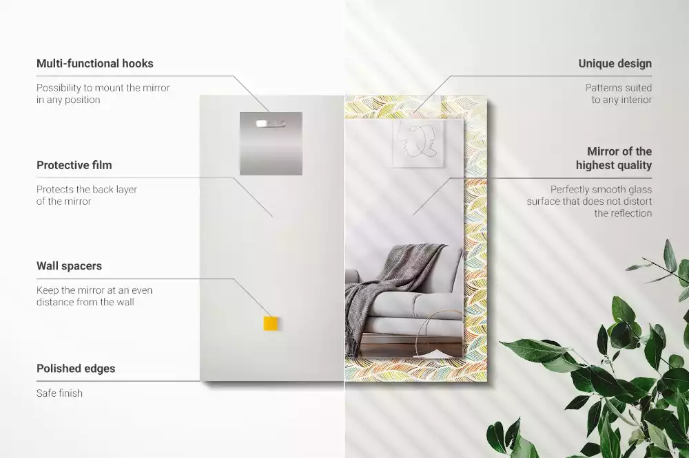 Espelho decorativo Ondas coloridas de folhas