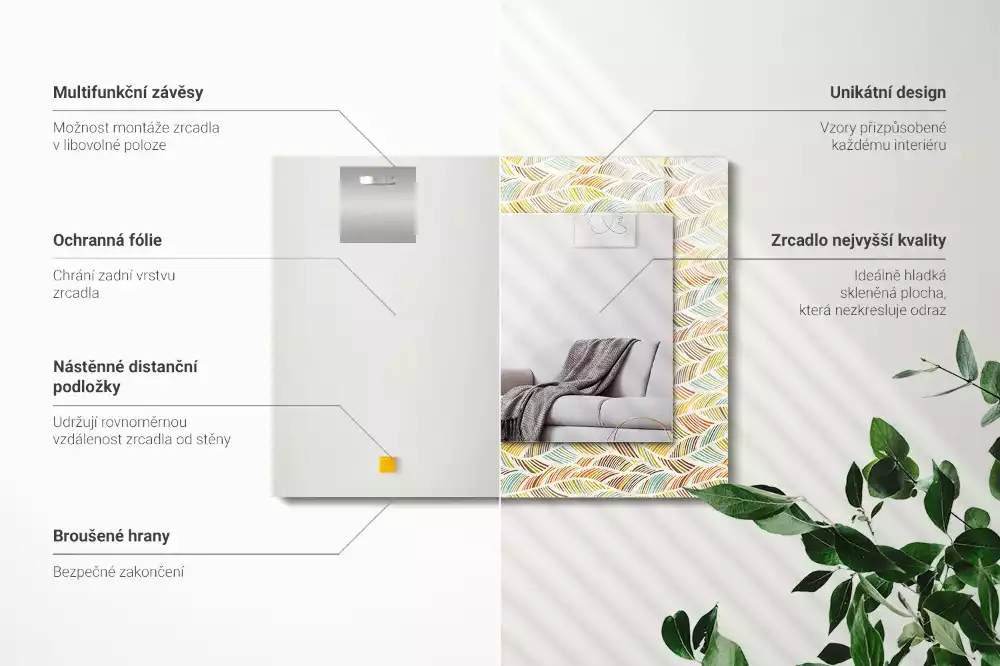 Espelho decorativo Ondas coloridas de folhas