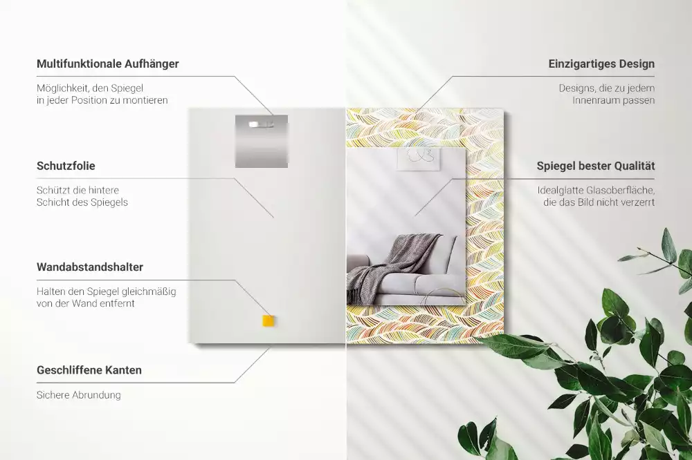 Espelho decorativo Ondas coloridas de folhas