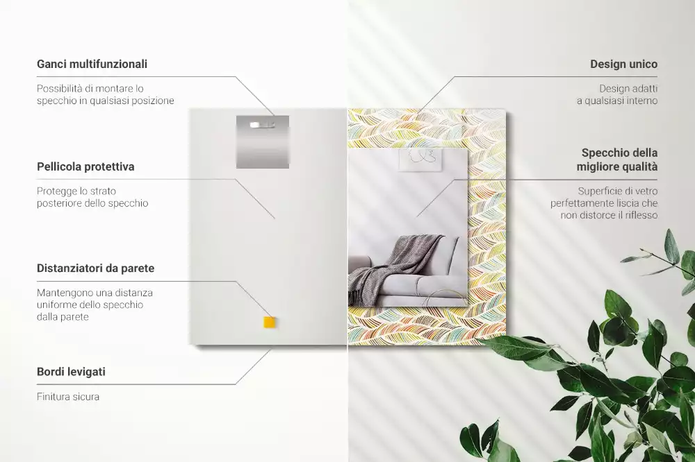 Espelho decorativo Ondas coloridas de folhas