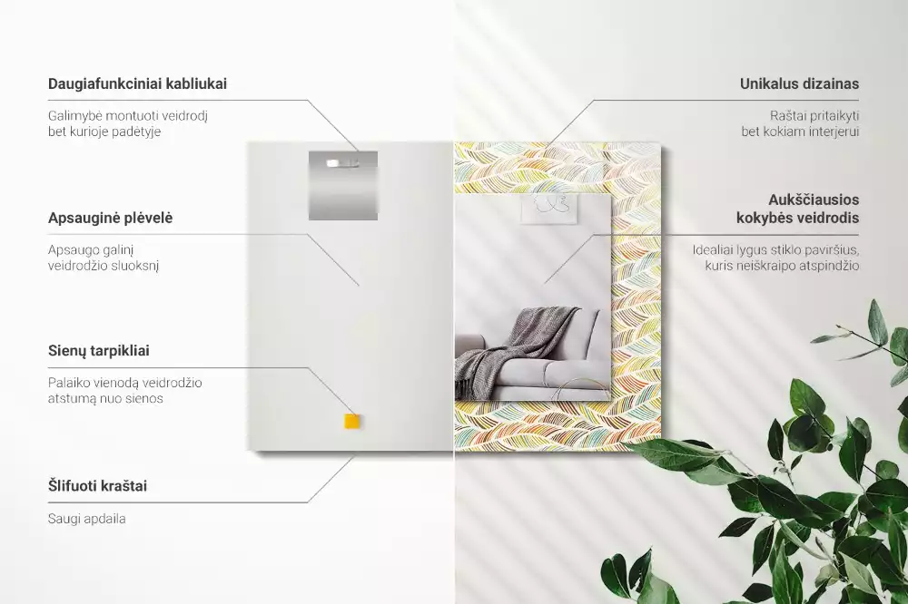 Espelho decorativo Ondas coloridas de folhas