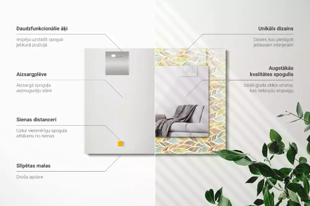 Espelho decorativo Ondas coloridas de folhas