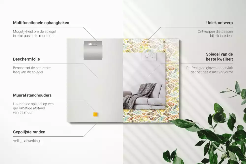 Espelho decorativo Ondas coloridas de folhas