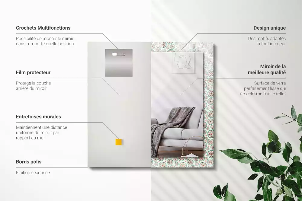 Espelho com moldura decorada Padrão de círculo colorido