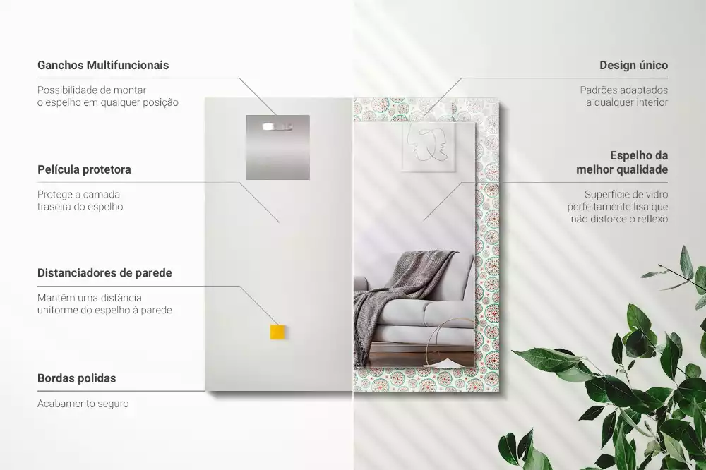 Espelho com moldura decorada Padrão de círculo colorido