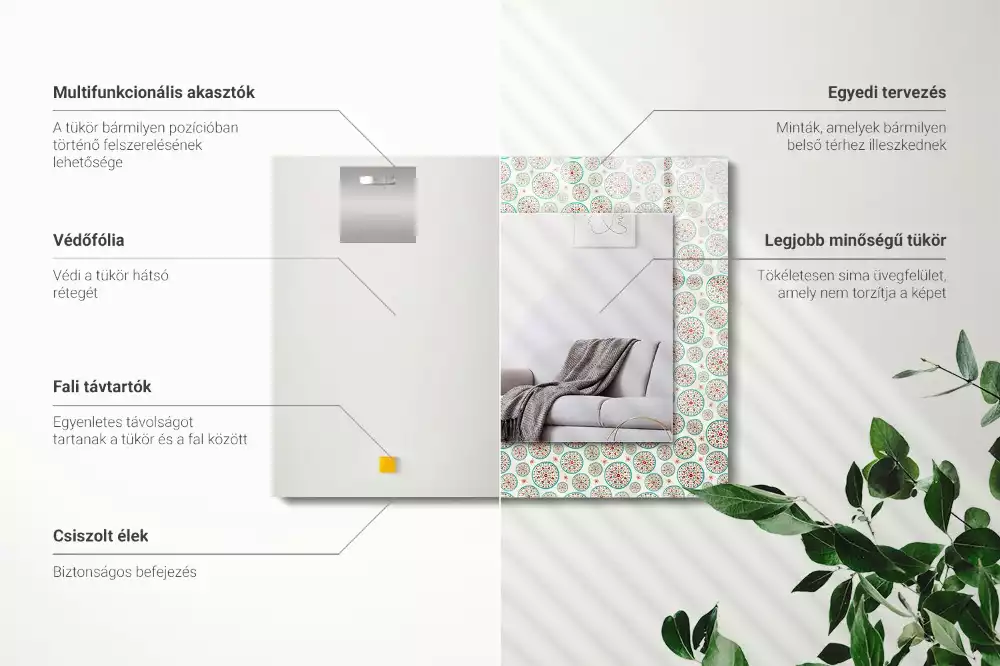 Espelho com moldura decorada Padrão de círculo colorido