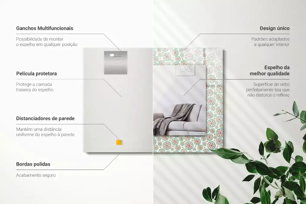 Espelho com moldura decorada Padrão de círculo colorido