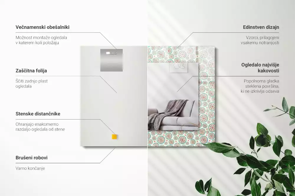 Espelho com moldura decorada Padrão de círculo colorido