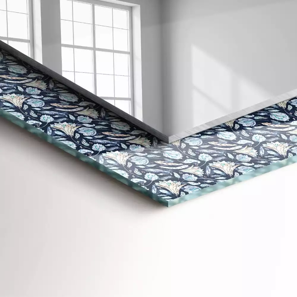 Espelho com moldura decorada Padrão floral azul