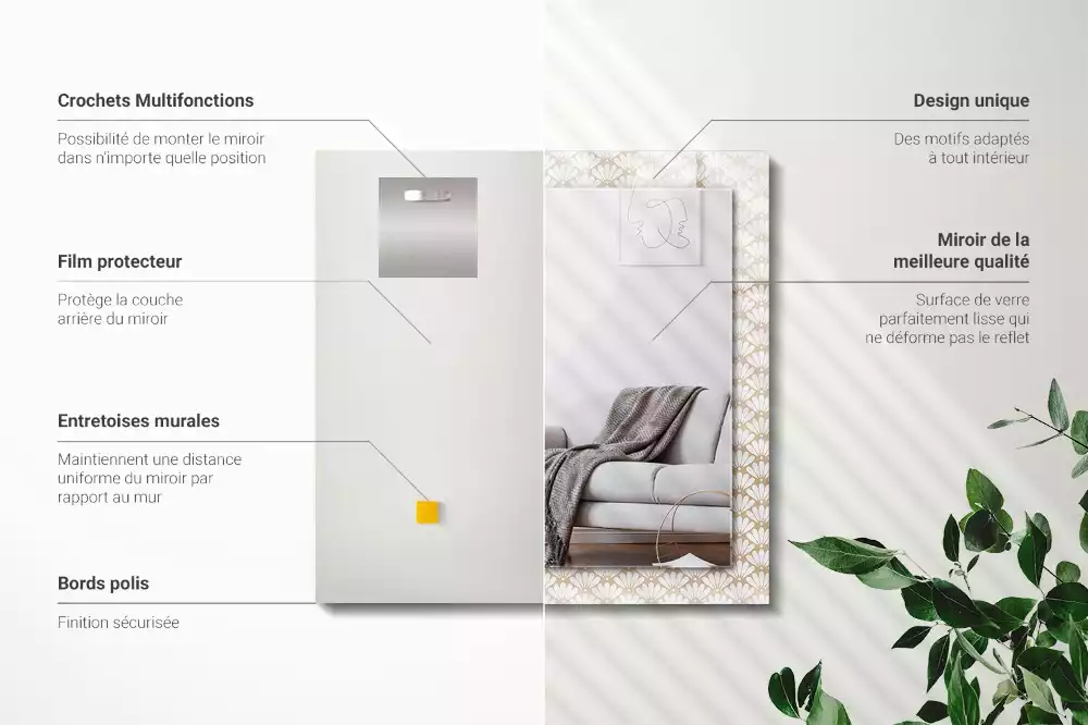 Espelho decorativo Padrão geométrico de flores