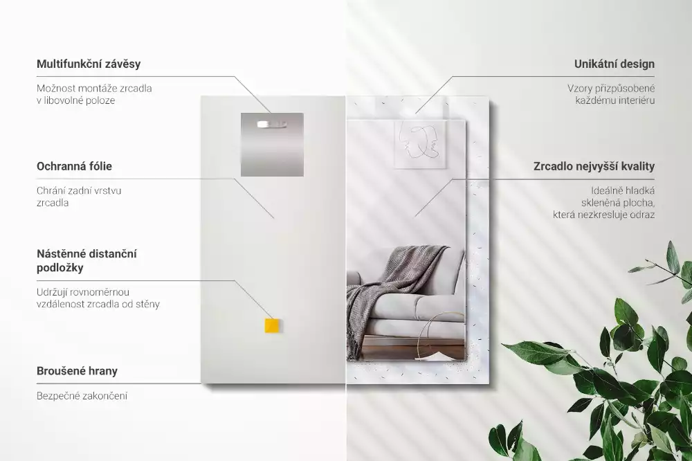 Espelho decorado Flores de dente-de-leão