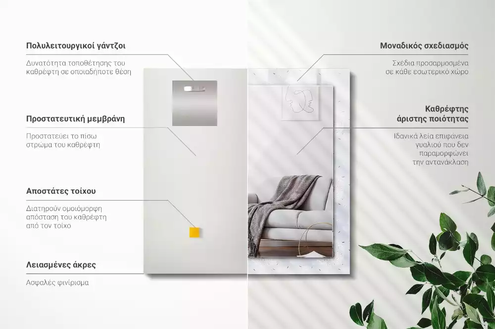 Espelho decorado Flores de dente-de-leão