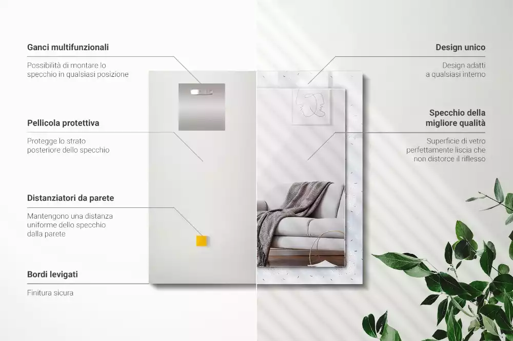 Espelho decorado Flores de dente-de-leão