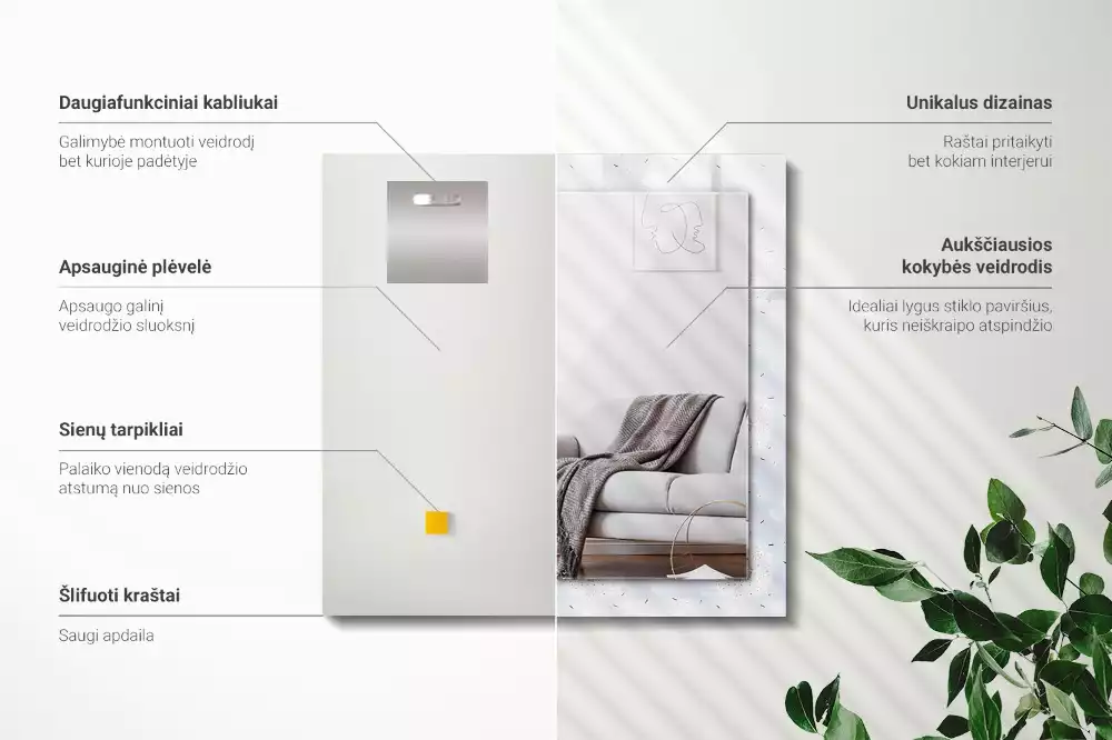 Espelho decorado Flores de dente-de-leão