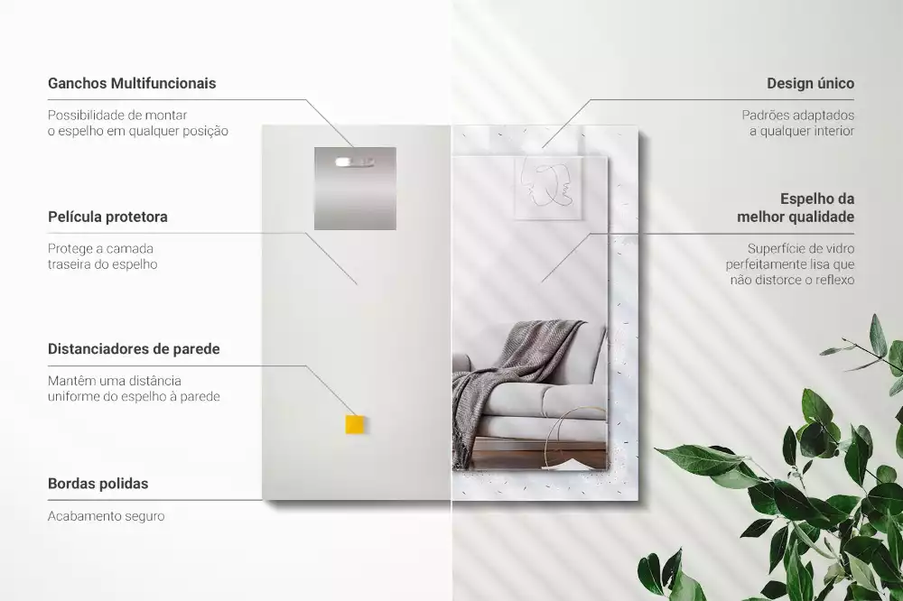 Espelho decorado Flores de dente-de-leão