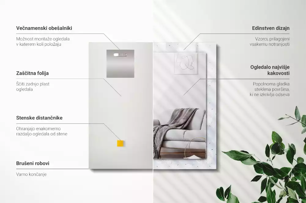 Espelho decorado Flores de dente-de-leão