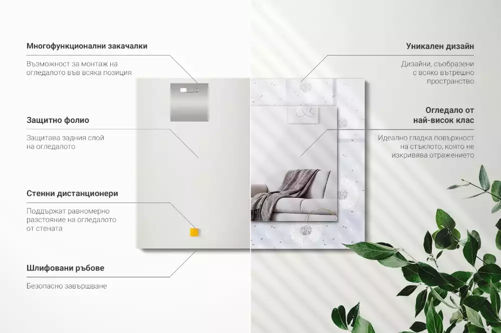 Espelho decorado Flores de dente-de-leão