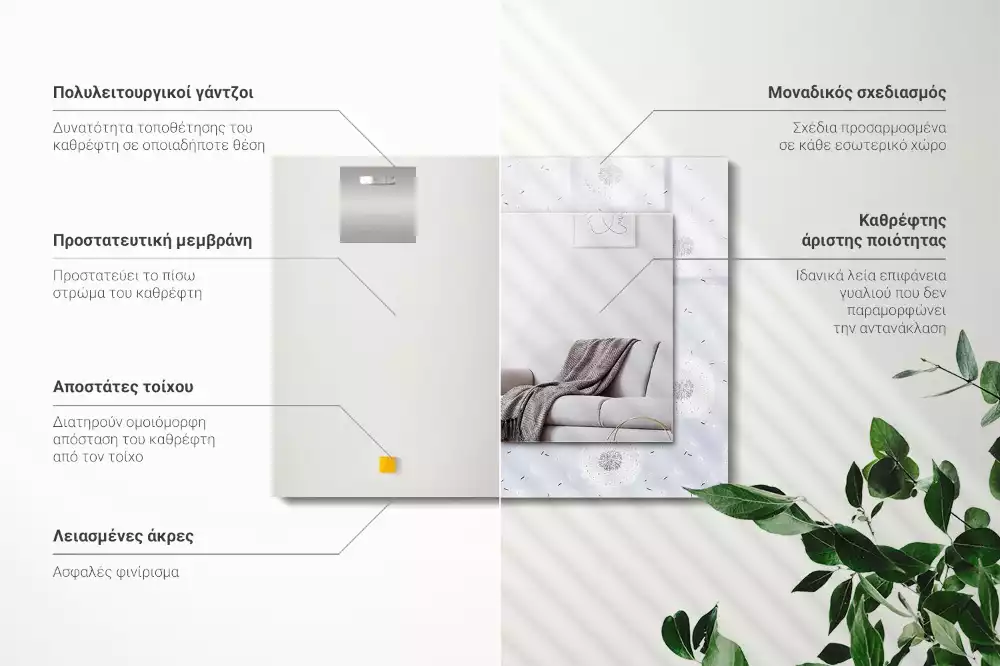 Espelho decorado Flores de dente-de-leão