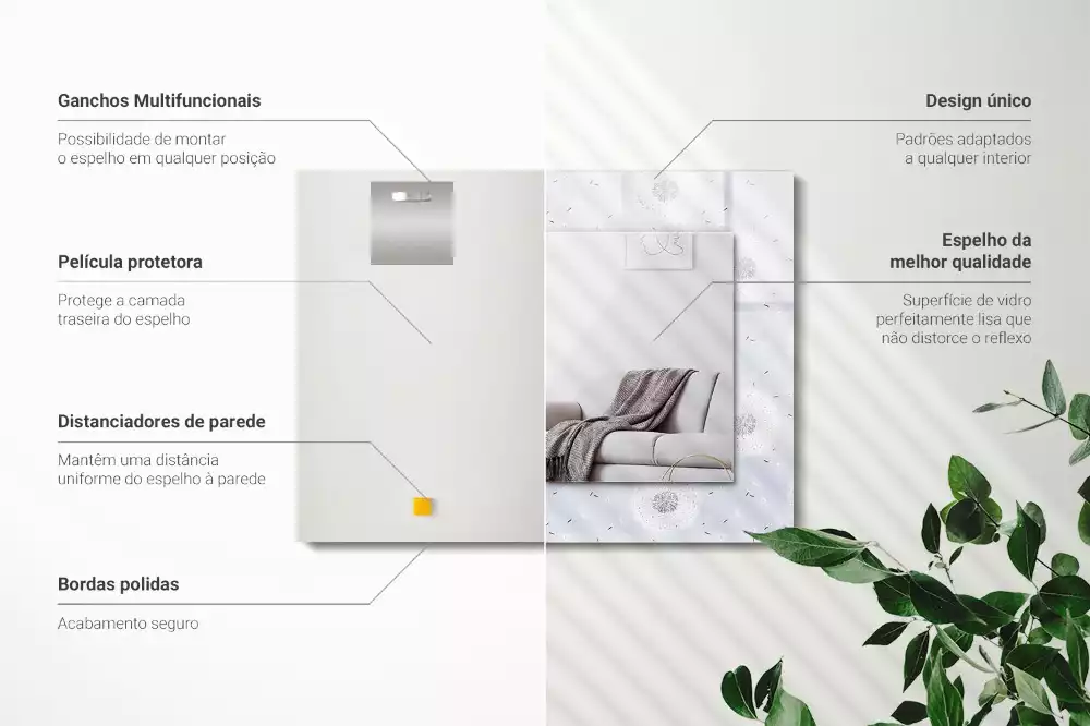 Espelho decorado Flores de dente-de-leão