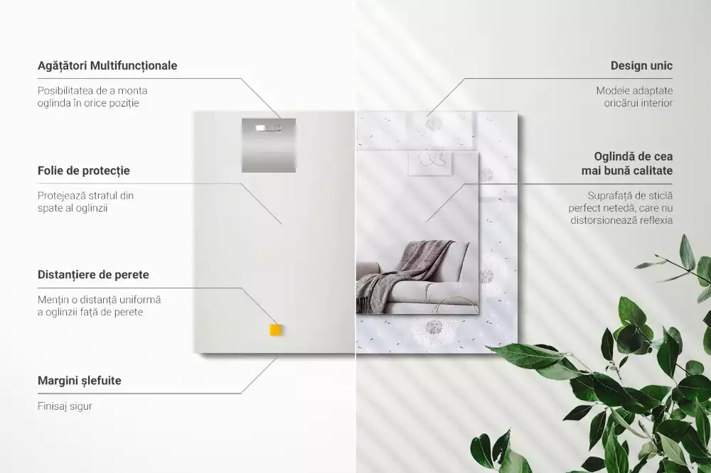 Espelho decorado Flores de dente-de-leão