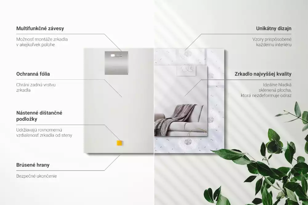 Espelho decorado Flores de dente-de-leão