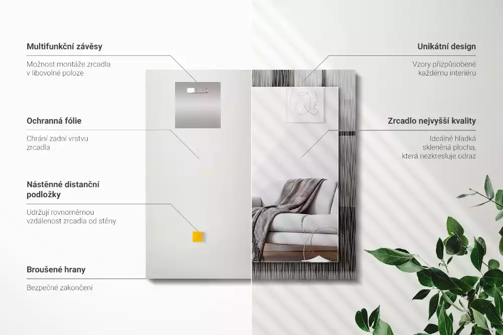 Espelho com moldura decorada Linhas Modernas