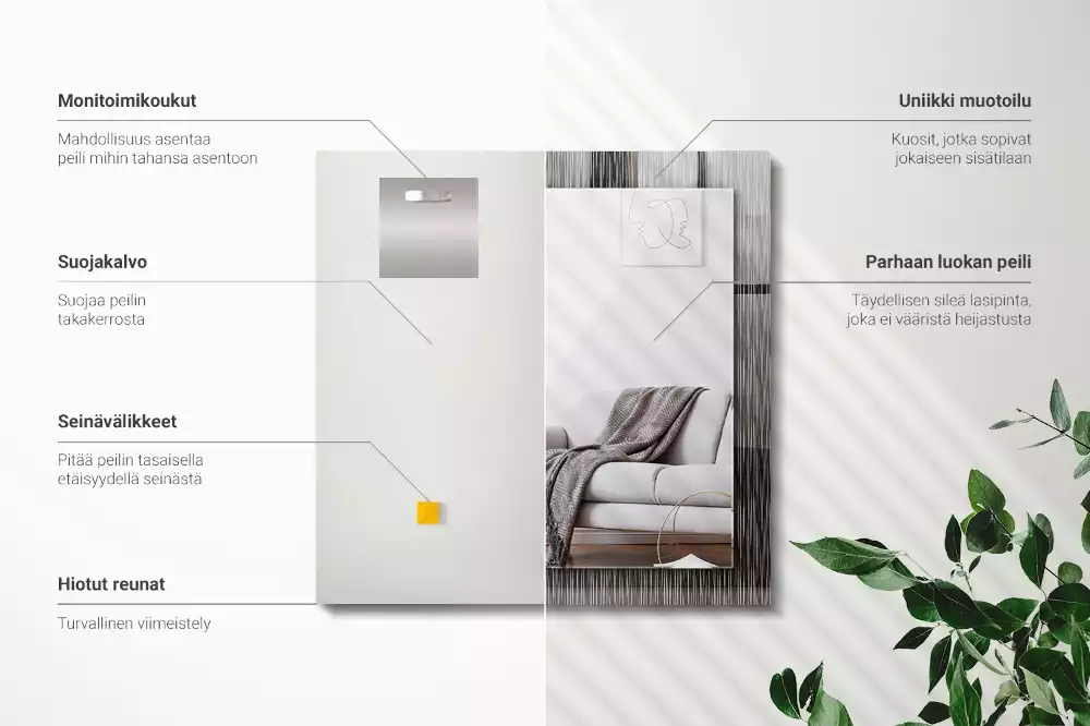 Espelho com moldura decorada Linhas Modernas