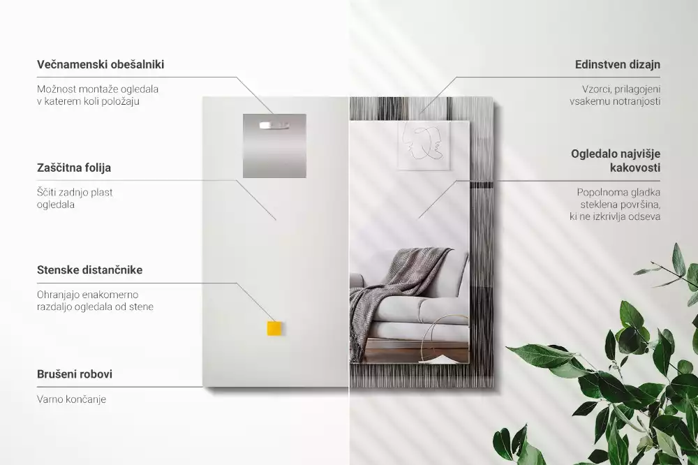 Espelho com moldura decorada Linhas Modernas