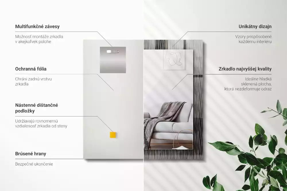 Espelho com moldura decorada Linhas Modernas