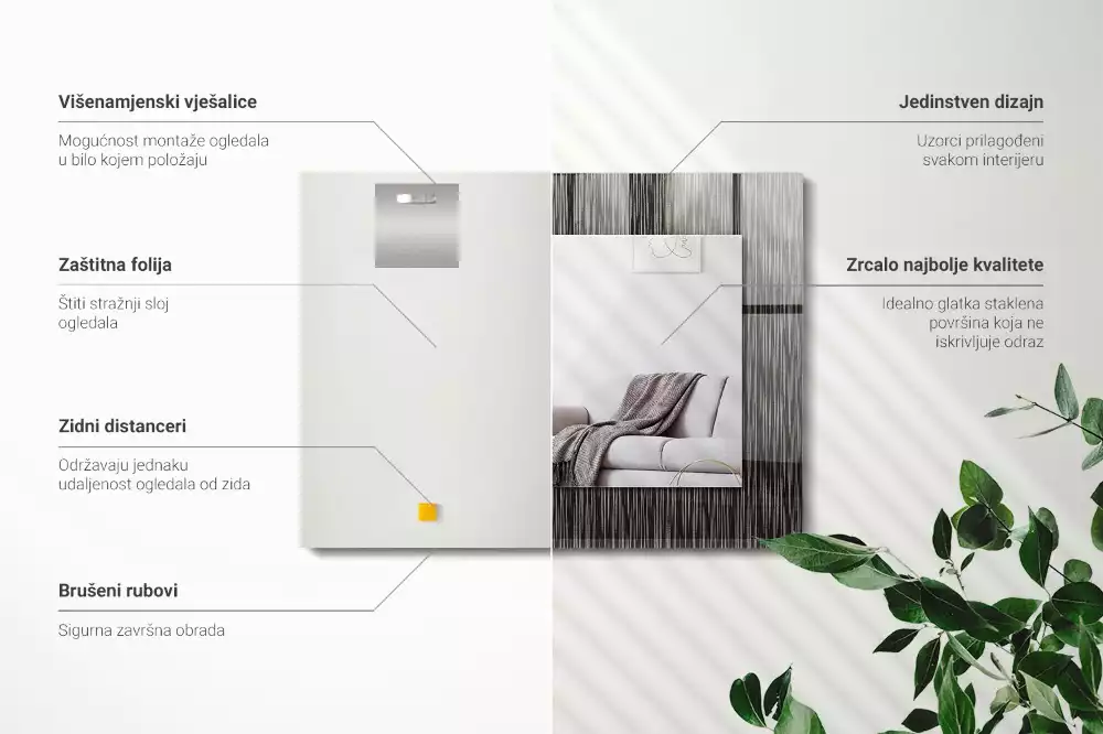 Espelho com moldura decorada Linhas Modernas