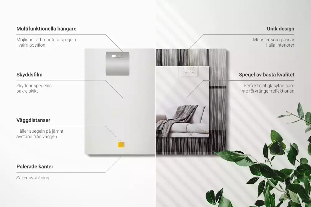 Espelho com moldura decorada Linhas Modernas