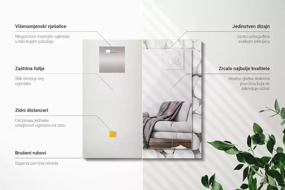 Espelho decorativo Pedras brancas lisas