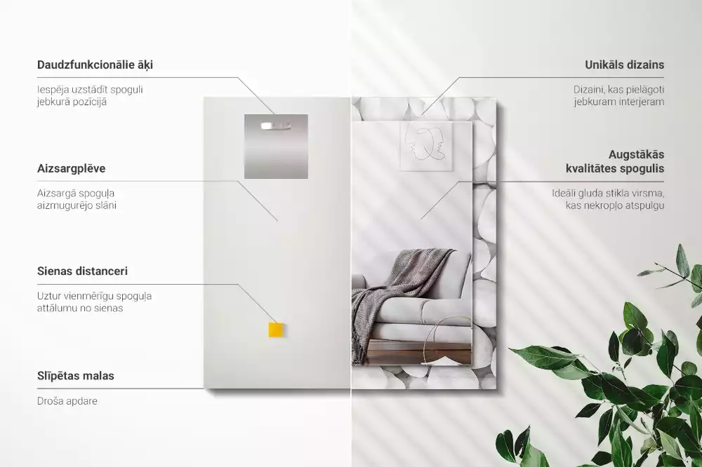 Espelho decorativo Pedras brancas lisas